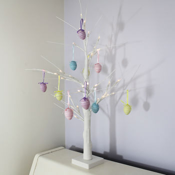 White Easter Tree With LED Lights And Hanging Eggs By Lime Tree London ...