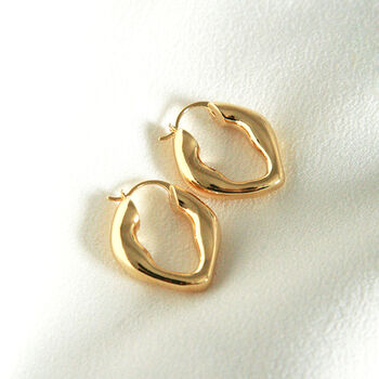 18k Gold Organic Hoop Earrings, 2 of 3