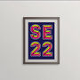 Se22 Dulwich Postcode Neon Typography Print, thumbnail 3 of 4