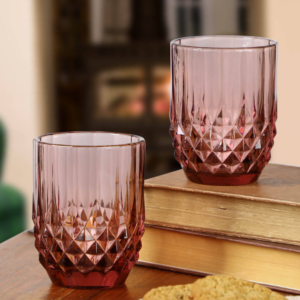 Set Of Four Vintage Embossed Tumblers By Dibor