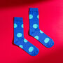 Light Blue Polka Dot Egyptian Cotton Men's Socks, thumbnail 3 of 4