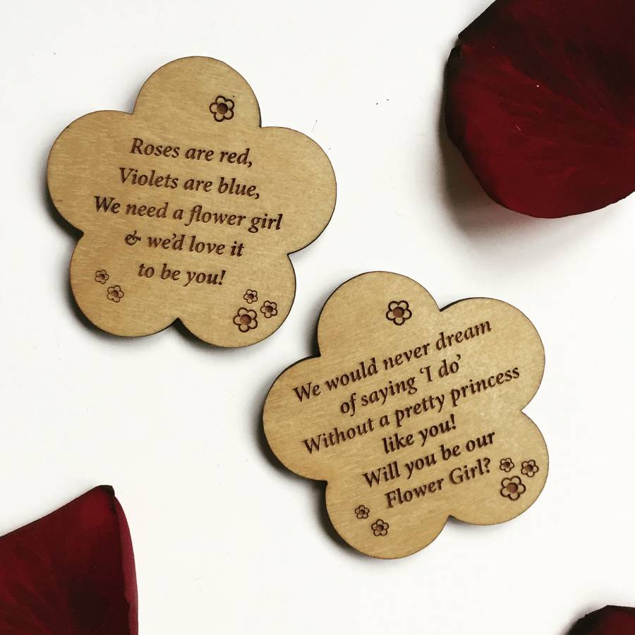 Will You Be My Flower Girl Wooden Flower, 1 of 5