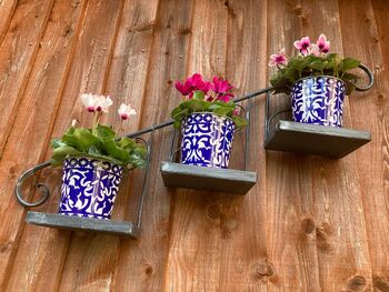 Grey Metal Wall Mounted Planter Stand Vintage Style, 11 of 11