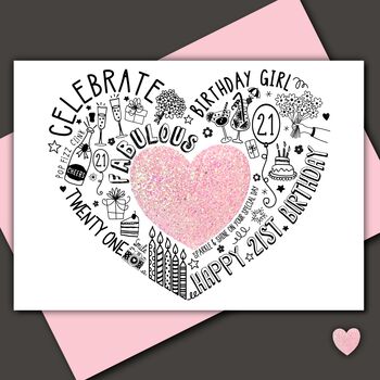 21st Birthday Girl Sparkle Card, 6 of 9