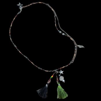 Picasso Beaded Tassel Charm Necklace, 10 of 11