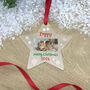 Personalised Star Shaped Pet Merry Christmas Photo Acrylic Hanging Decoration Bauble, thumbnail 1 of 2