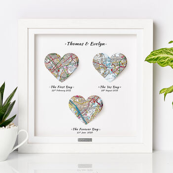 Personalised Paper Anniversary Gift 3D Heart Map Special Occasions Print, 9 of 12