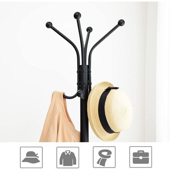 Coat Tree Rack Coat Stand Free Standing Clothes Stand, 6 of 9