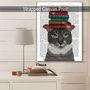 Grey Cat With Books, Book Print, Framed Or Unframed, thumbnail 5 of 6