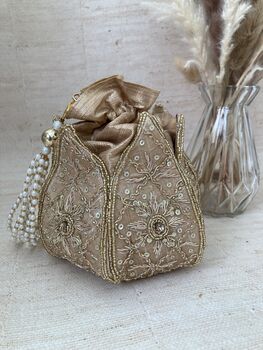Gold Handcrafted Potli Bag, 5 of 7
