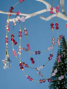 Pink And Reds Christmas Garland, Crystal Beaded, 6 of 7