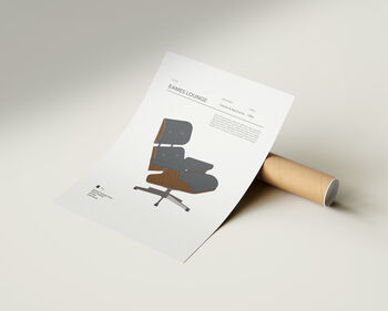 Furniture Illustration Print Eames Lounge Chair, 4 of 5