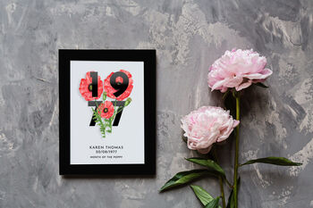 Birth Flower Month And Year Print, 7 of 9