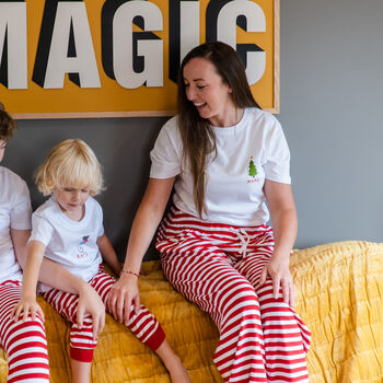 'Mama' Embroidered Christmas Stripe Pyjamas, 3 of 5