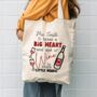 Personalised Big Heart And Wine To Shape Little Minds Tote Bag, thumbnail 1 of 2