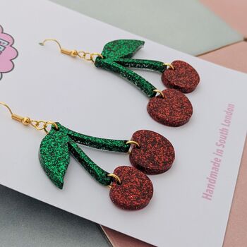 Glittery Cherry Earrings, 2 of 4