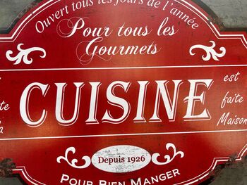 French Kitchen Metal Sign Vintage Red Cuisine Plaque, 4 of 7