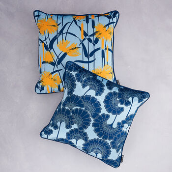 Baby Blue Velvet Patterned Cushion, 7 of 8