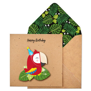 Handmade 3D Jungle Animal Cards Pack Of Five, 4 of 6
