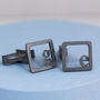 Personalised Initial Cufflinks. Oxidised Sterling Silver Black Monogram, thumbnail 6 of 10