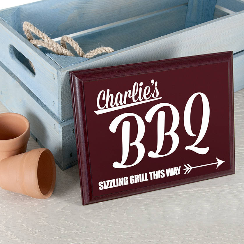Personalised Bbq This Way Garden Plaque