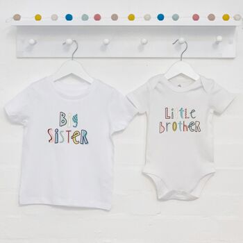 Dots And Dashes Unisex Brother Sister T Shirt Set, 2 of 5