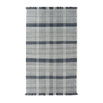 Highland Check Easy Care Navy Rug, 2 of 5