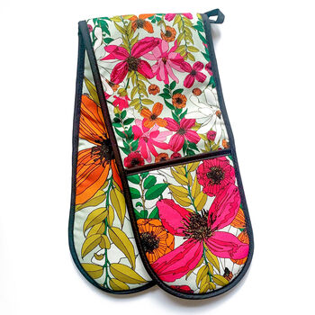 Double Oven Gloves Vivid Garden Blooms Floral, 6 of 12