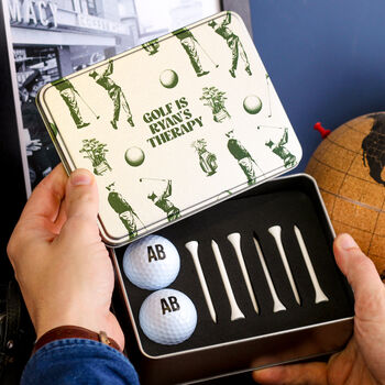 Personalised Classic Golf Tin Gift Set For Dad, 2 of 3