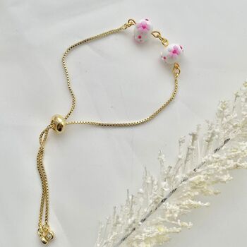 Handmade Cherry Blossom Clay Adjustable Bracelet, 7 of 8