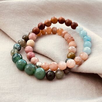 Sunstone And Moss Agate Bracelet, 5 of 6