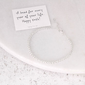 Sterling Silver 50th Birthday 50 Beads Bracelet, 5 of 7