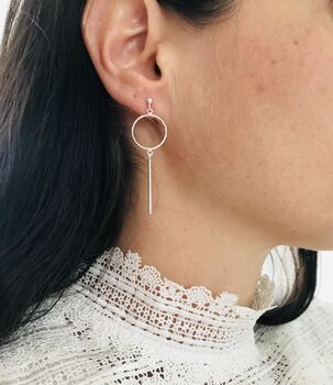 Sterling Silver Geometric Dangly Earrings, 3 of 3
