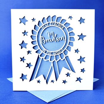 Personalised Rosette Teacher's Thank You Card, 3 of 5