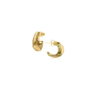 Aalto Textured Gold Plated Hoop Earrings, 3 of 3