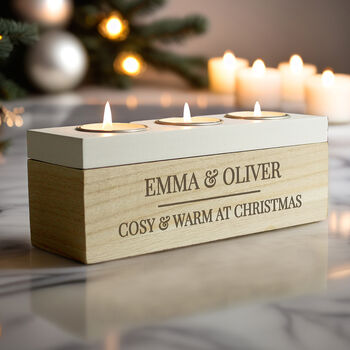 Personalised Classic Triple Tea Light Box Tealight Hold, 11 of 12