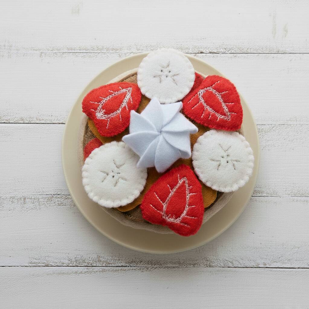 Handmade Felt Pancakes: Buildable Breakfast Play Food Gift Set, 1 of 5