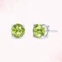 Peridot Round Stud Earrings In Sterling Silver And Gold, thumbnail 1 of 7