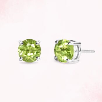Peridot Round Stud Earrings In Sterling Silver And Gold, 2 of 8