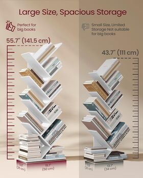 Eight Tier Tree Bookshelf Bookcase Shelving Unit, 6 of 7