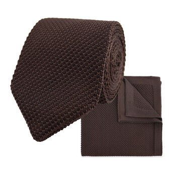 Wedding Handmade Polyester Knitted Pocket Square In Dark Brown, 8 of 9