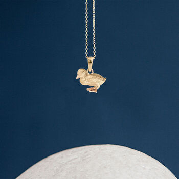 Tiny Yellow Gold Plated Duckling Necklace, 2 of 12