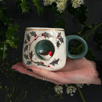 Porcelain Christmas Robin Mug, 2 of 8