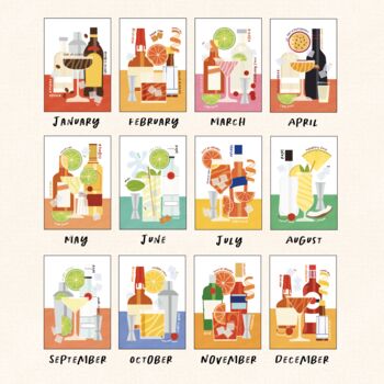 2026 Happy Hour Cocktail Wall Calendar, 2 of 2