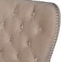Beige Silver Studded Buttoned Velour Bar Kitchen Stool, thumbnail 2 of 2