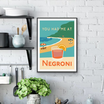 You Had Me At Negroni Cocktail Wall Art, 3 of 3