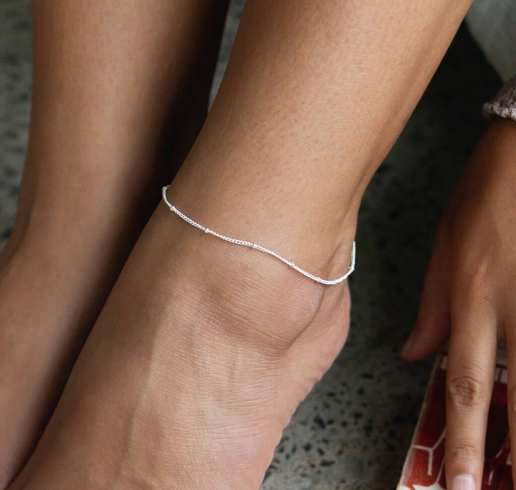 Lovina Bobble Chain Silver Plated Anklet, 1 of 4