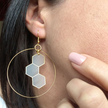 Gold Foil And Vinyl Hexagon Hoop Earrings, 2 of 5