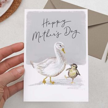 Cute Duck With Baby Chick Happy Mother's Day Card, 2 of 2