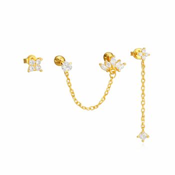 Dangly Chain Crown Stud Set, 2 of 2
